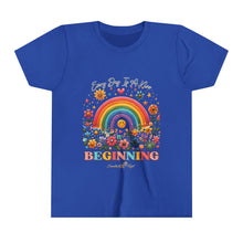 Load image into Gallery viewer, Youth Short Sleeve Tee - "Every Day Is A New Beginning" Rainbow Floral Design