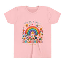 Load image into Gallery viewer, Youth Short Sleeve Tee - "Every Day Is A New Beginning" Rainbow Floral Design