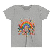 Load image into Gallery viewer, Youth Short Sleeve Tee - "Every Day Is A New Beginning" Rainbow Floral Design