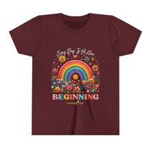Load image into Gallery viewer, Youth Short Sleeve Tee - "Every Day Is A New Beginning" Rainbow Floral Design